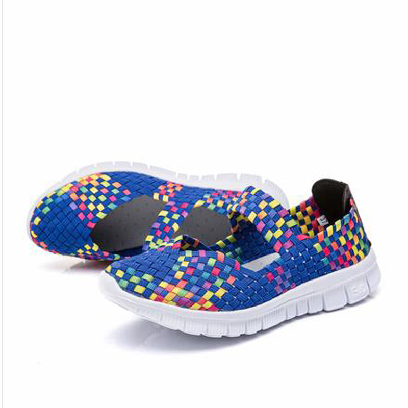 Breathable Elastic Band Woven Light Flat Shoes - Image 9