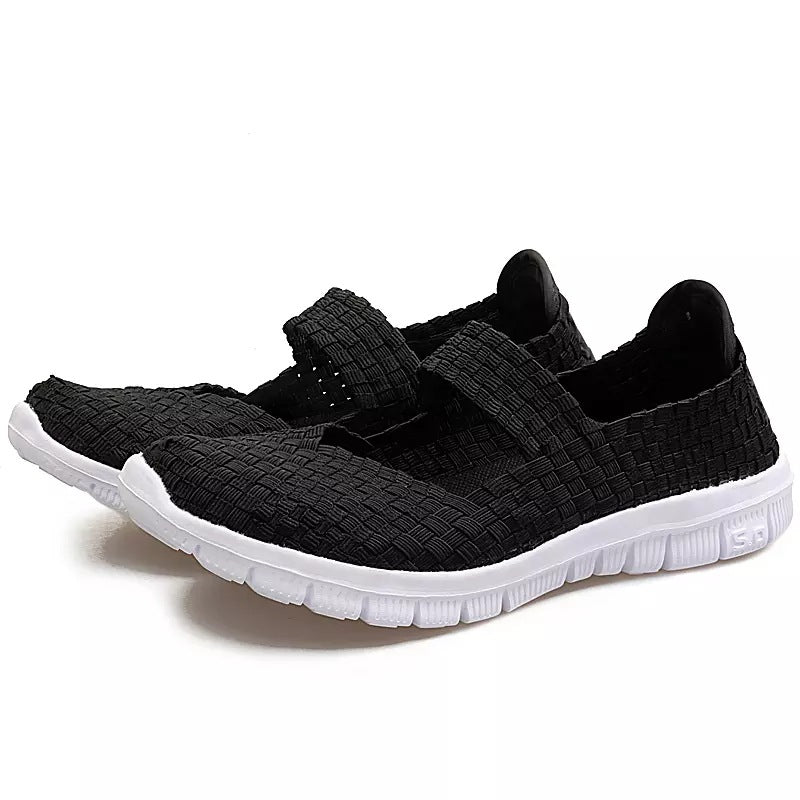 Breathable Elastic Band Woven Light Flat Shoes - Image 10