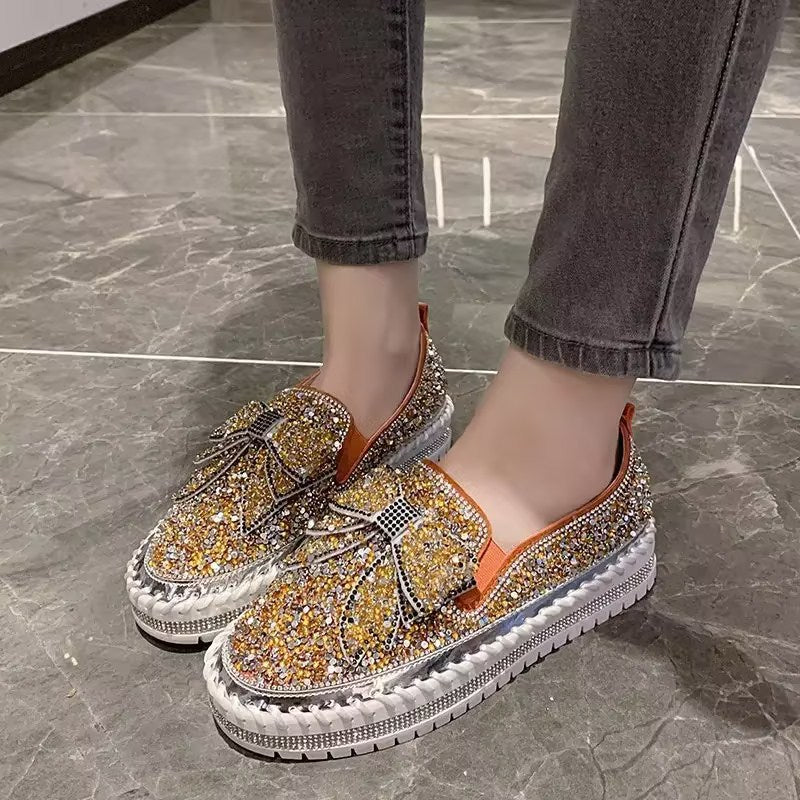 Shining Rhinestone Slipon Thick Botton Casual Ladies Crystal Shoes - Image 10