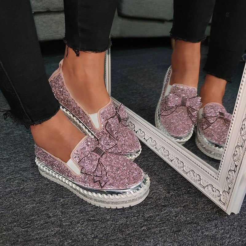 Shining Rhinestone Slipon Thick Botton Casual Ladies Crystal Shoes - Image 8