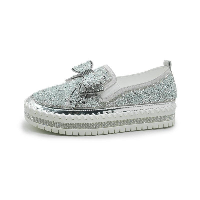 Shining Rhinestone Slipon Thick Botton Casual Ladies Crystal Shoes - Image 5