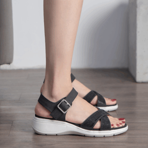 Alternative view of Wedge Heel Soft Thick Bottom Rhinestone Sandals